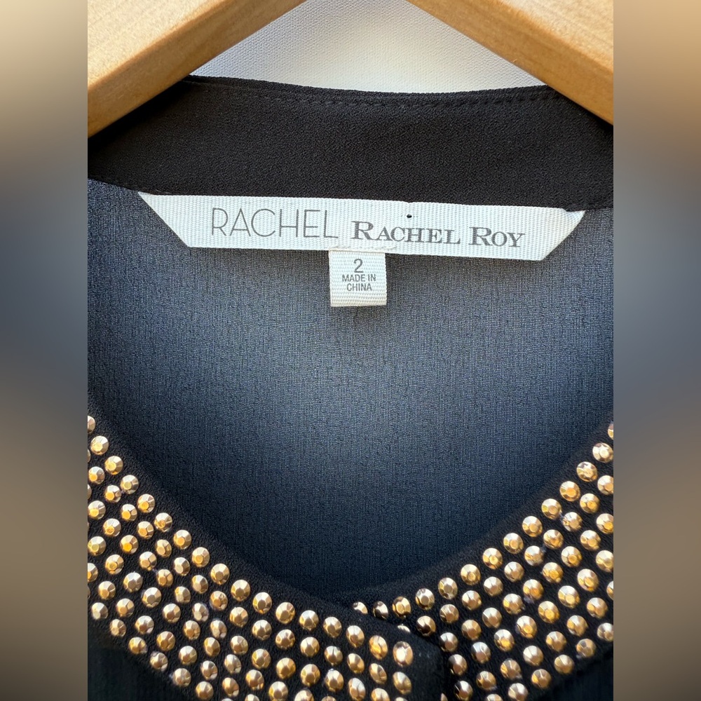 Rachel Rachel Roy Black Sleeveless Jumpsuit Gold Stud Trim Straight Leg Sz 2 NWT - Picture 16 of 16